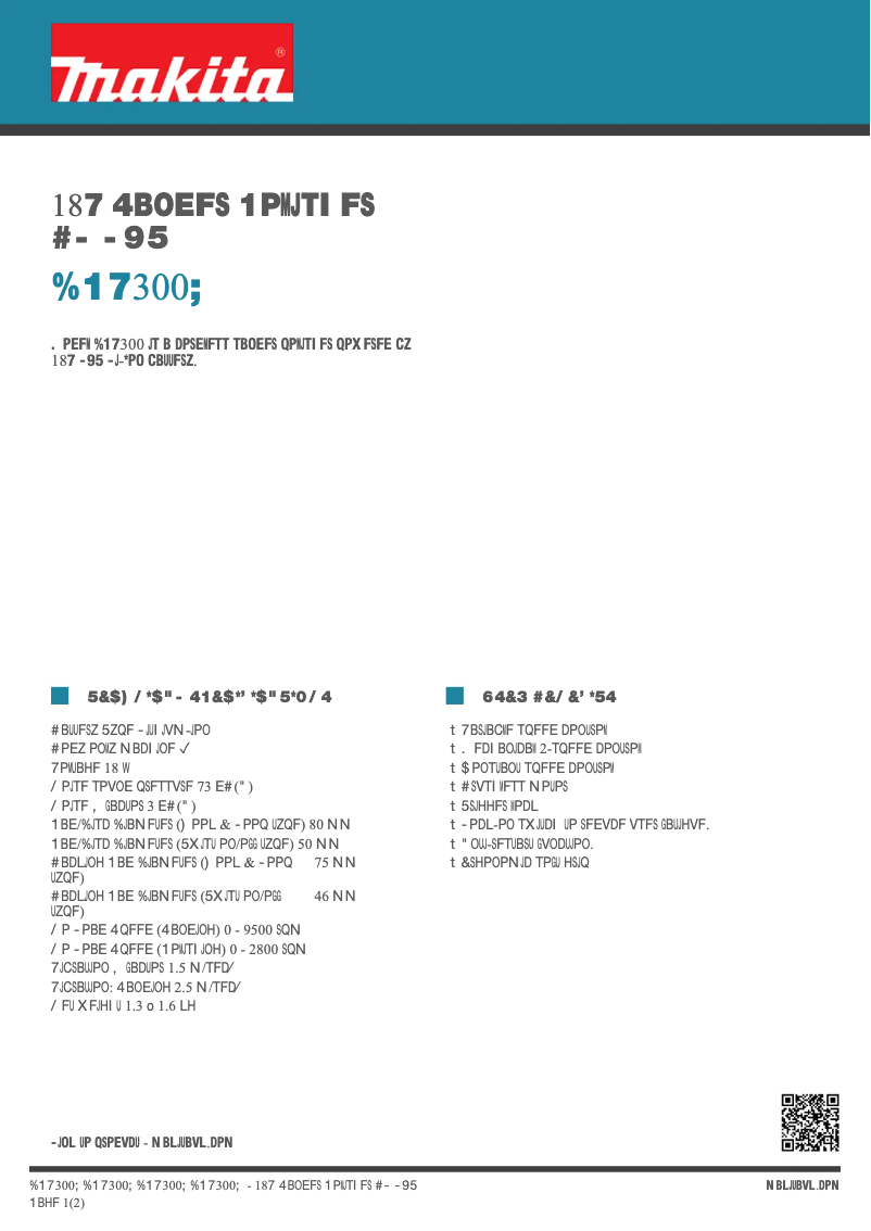 Page 1 of the manual Technical Sheet Makita DPV300Z