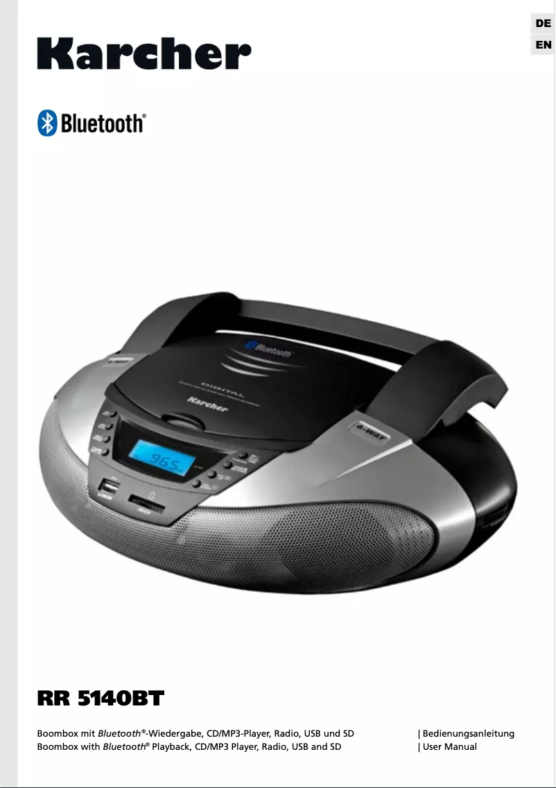 Page 1 of the manual User Manual Karcher Audio RR 5140BT