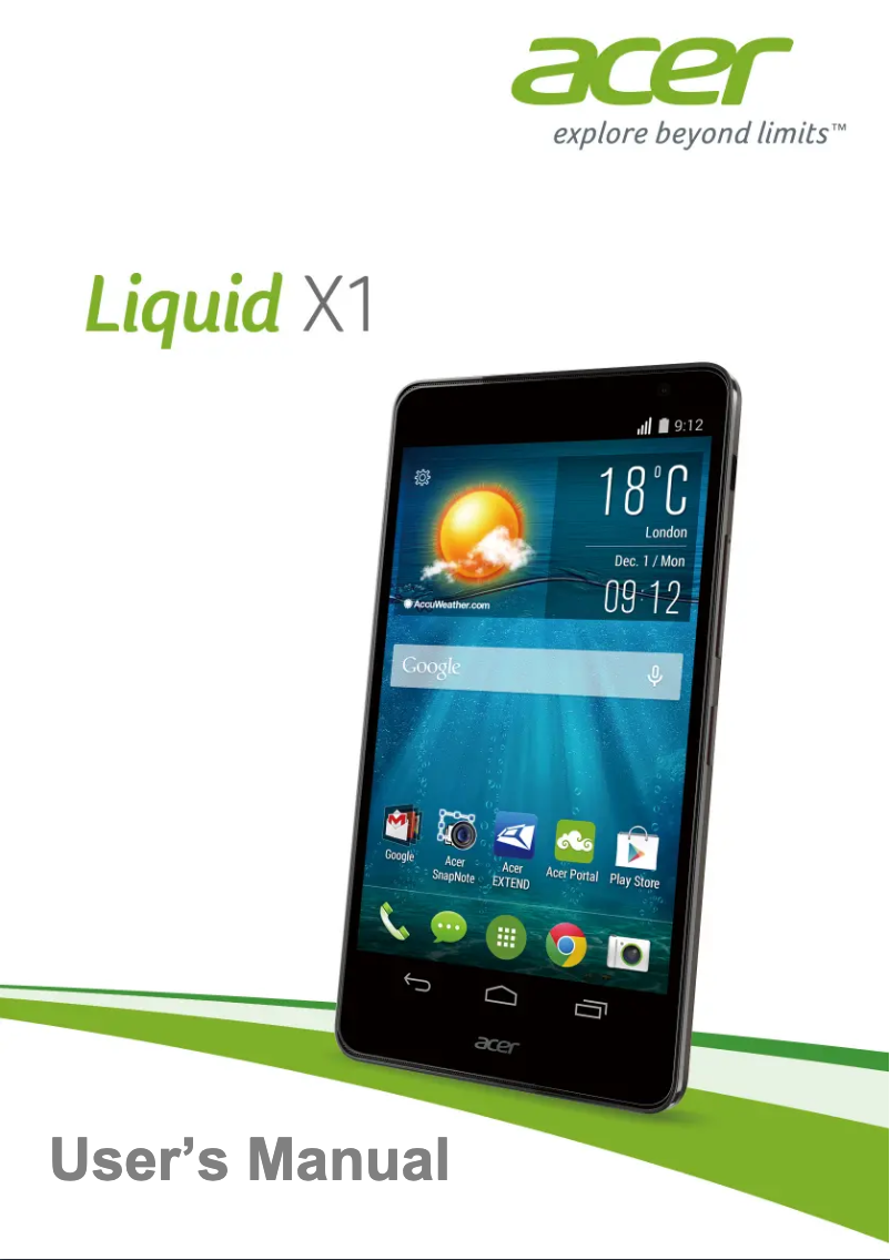 First page image of the manual for Liquid X1