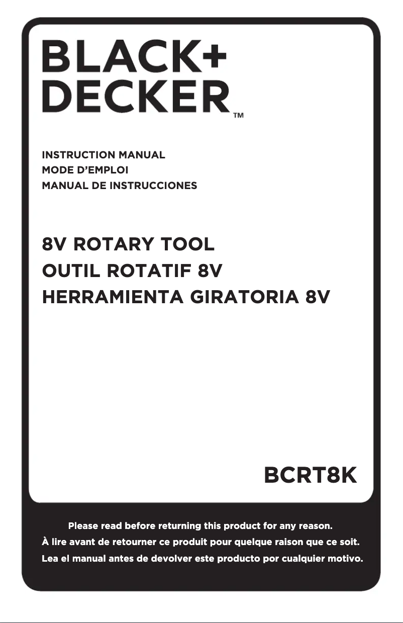 Page 1 of the manual User Manual Black & Decker BCRT8K