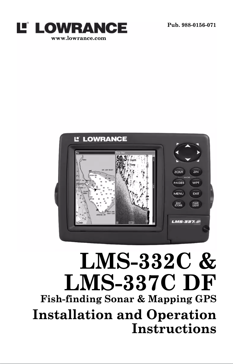 Page 1 of the manual User Manual Lowrance LMS337C
