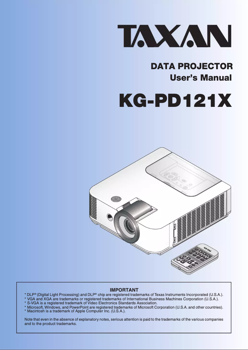 Image de la première page du manuel de l'appareil KG-PD121X