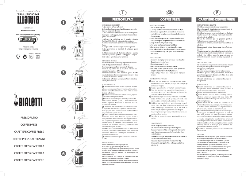 First page image of the manual for Preziosa