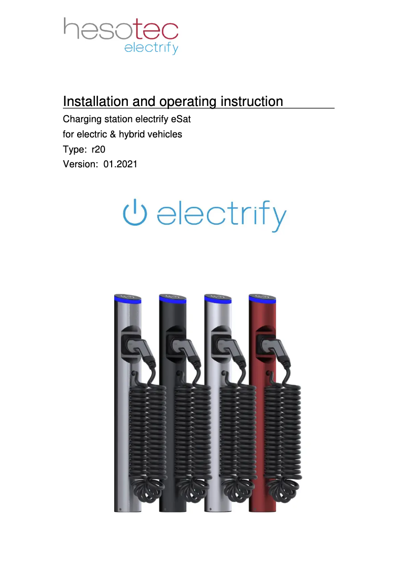 First page image of the manual for eSat r20