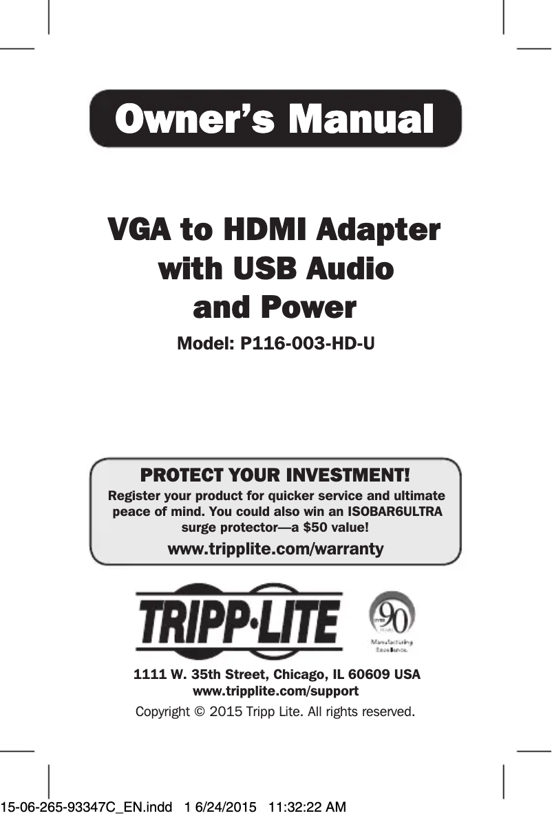 Image de la première page du manuel de l'appareil P116-003-HD-U