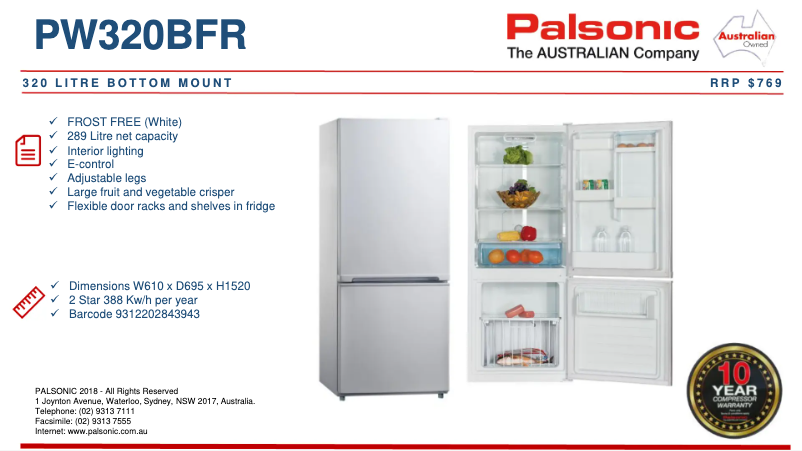 First page image of the manual for PW320BFR