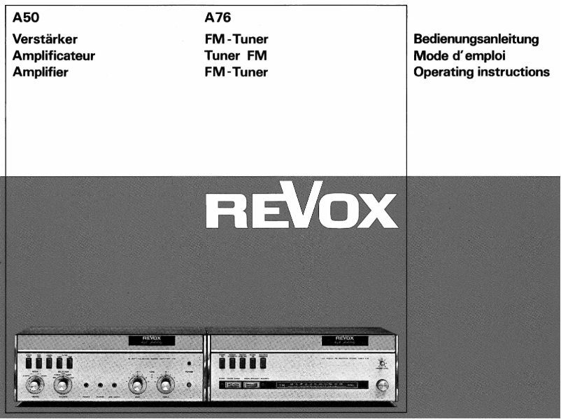 Page 1 of the manual User Manual Revox A76