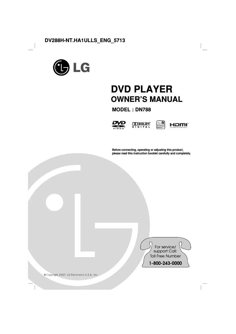 Page 1 of the manual User Manual LG DN788