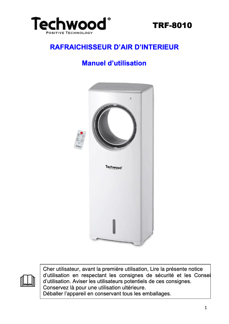 First page image of the manual for TRF-8010