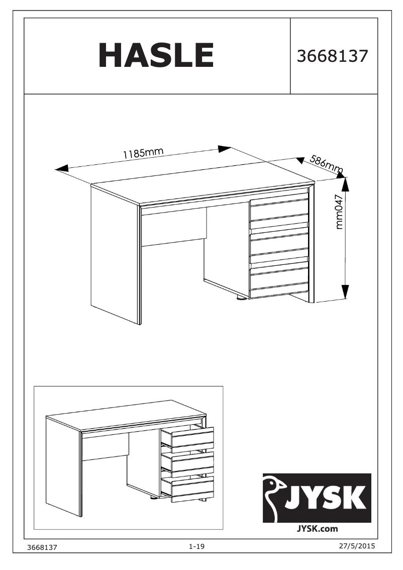 Page 1 of the manual User Manual JYSK Hasle (119x74x59)