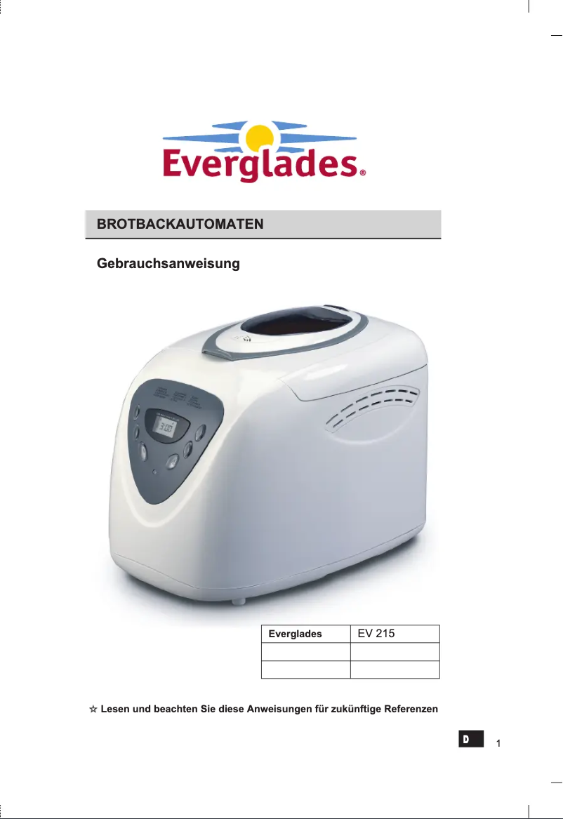 First page image of the manual for EV 215