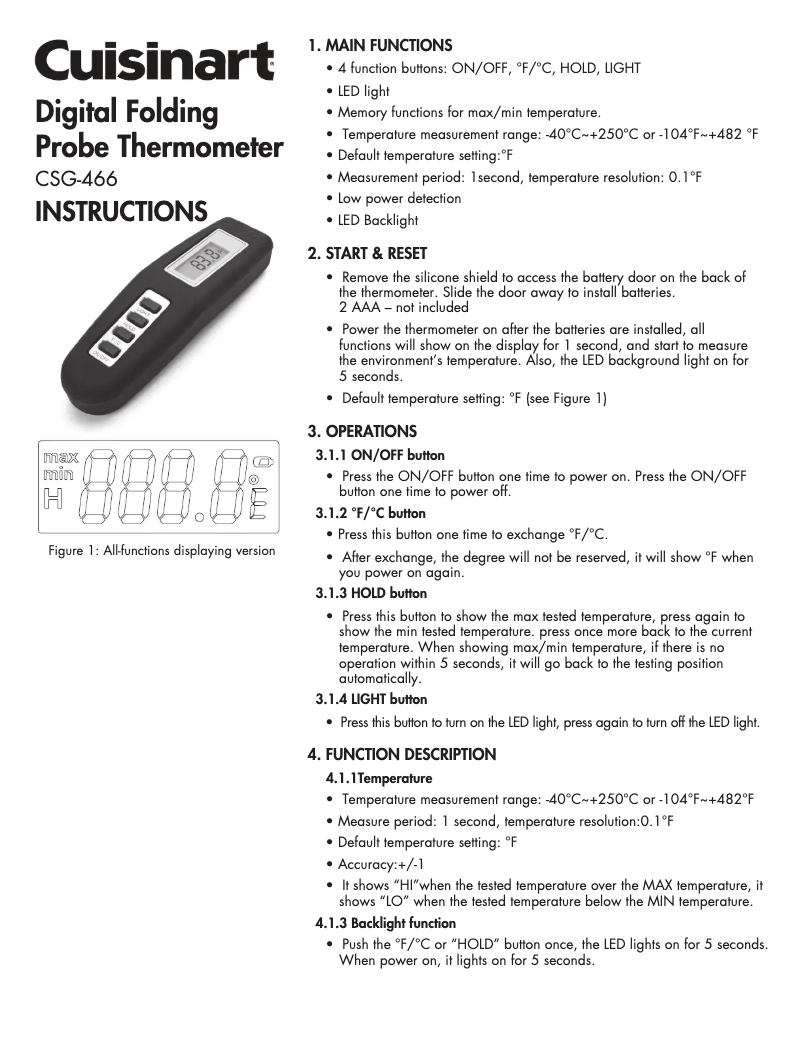 First page image of the manual for CSG-466