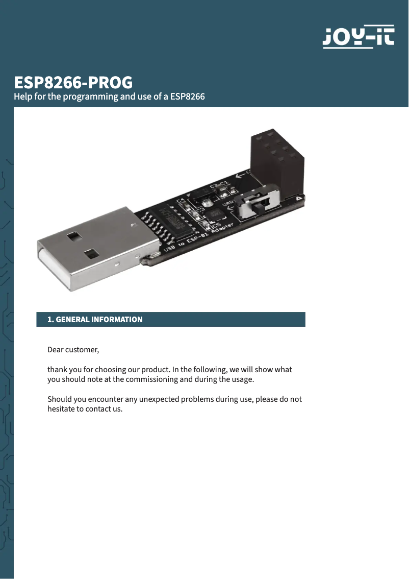 Image de la première page du manuel de l'appareil ESP8266-PROG