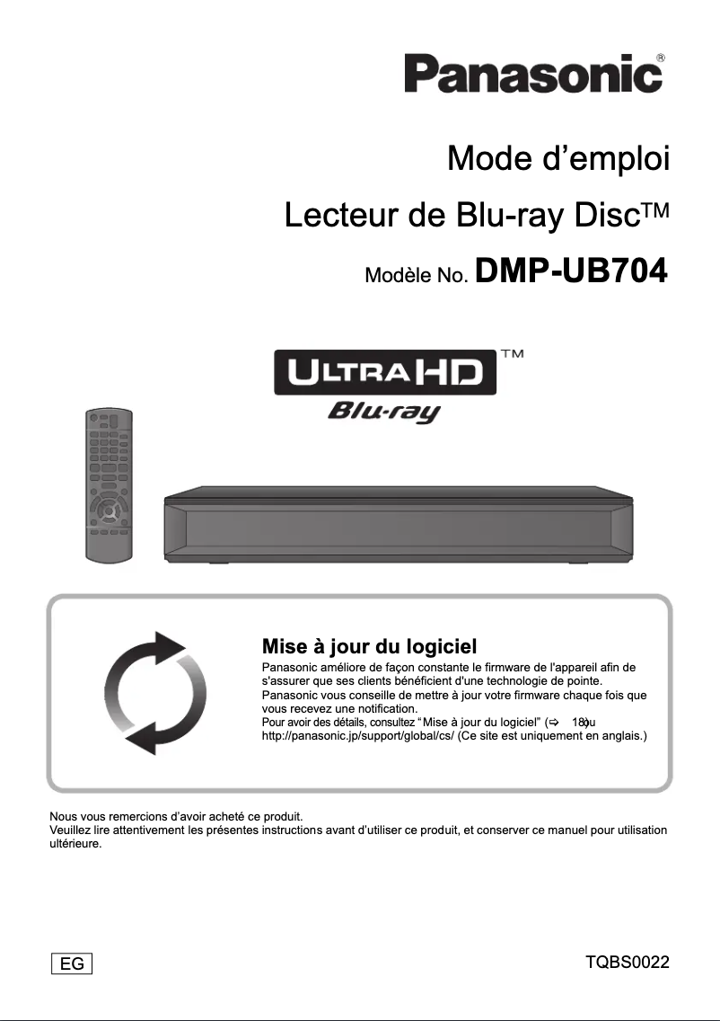 First page image of the manual for DMP-UB704