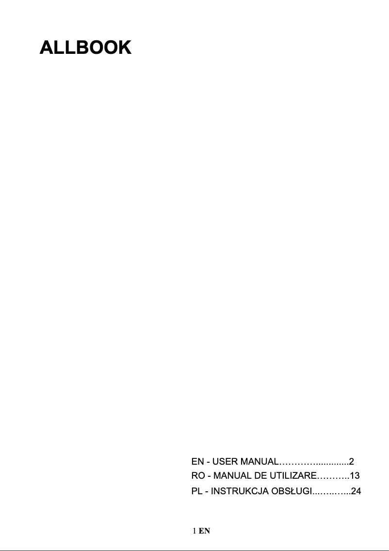 First page image of the manual for AllBook i