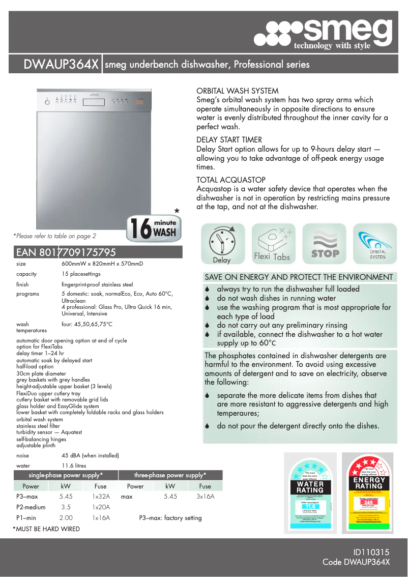 First page image of the manual for DWAUP364X