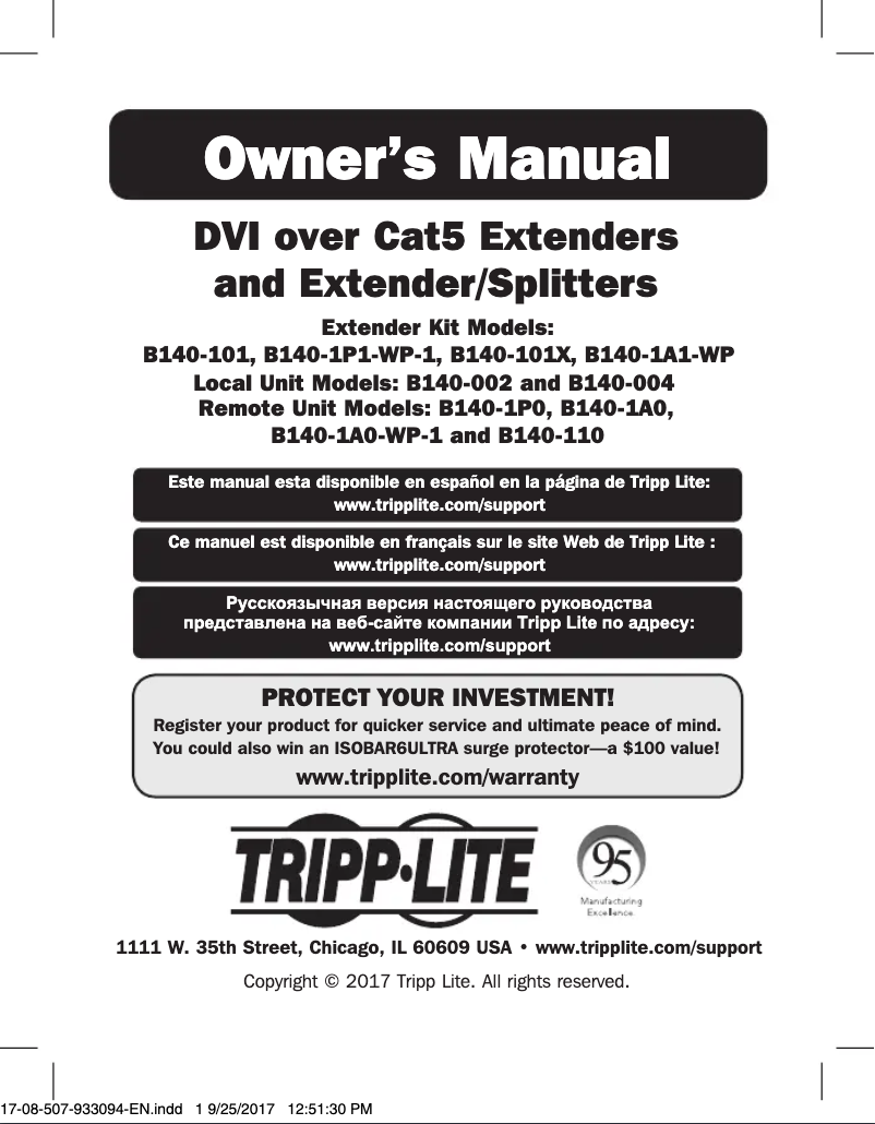 Page 1 of the manual User Manual Tripp Lite B140-1A0