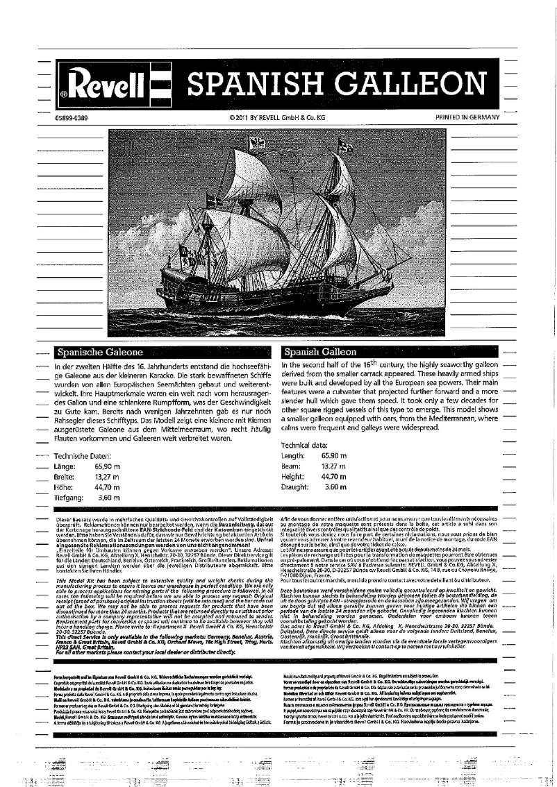 First page image of the manual for Spanish Galleon