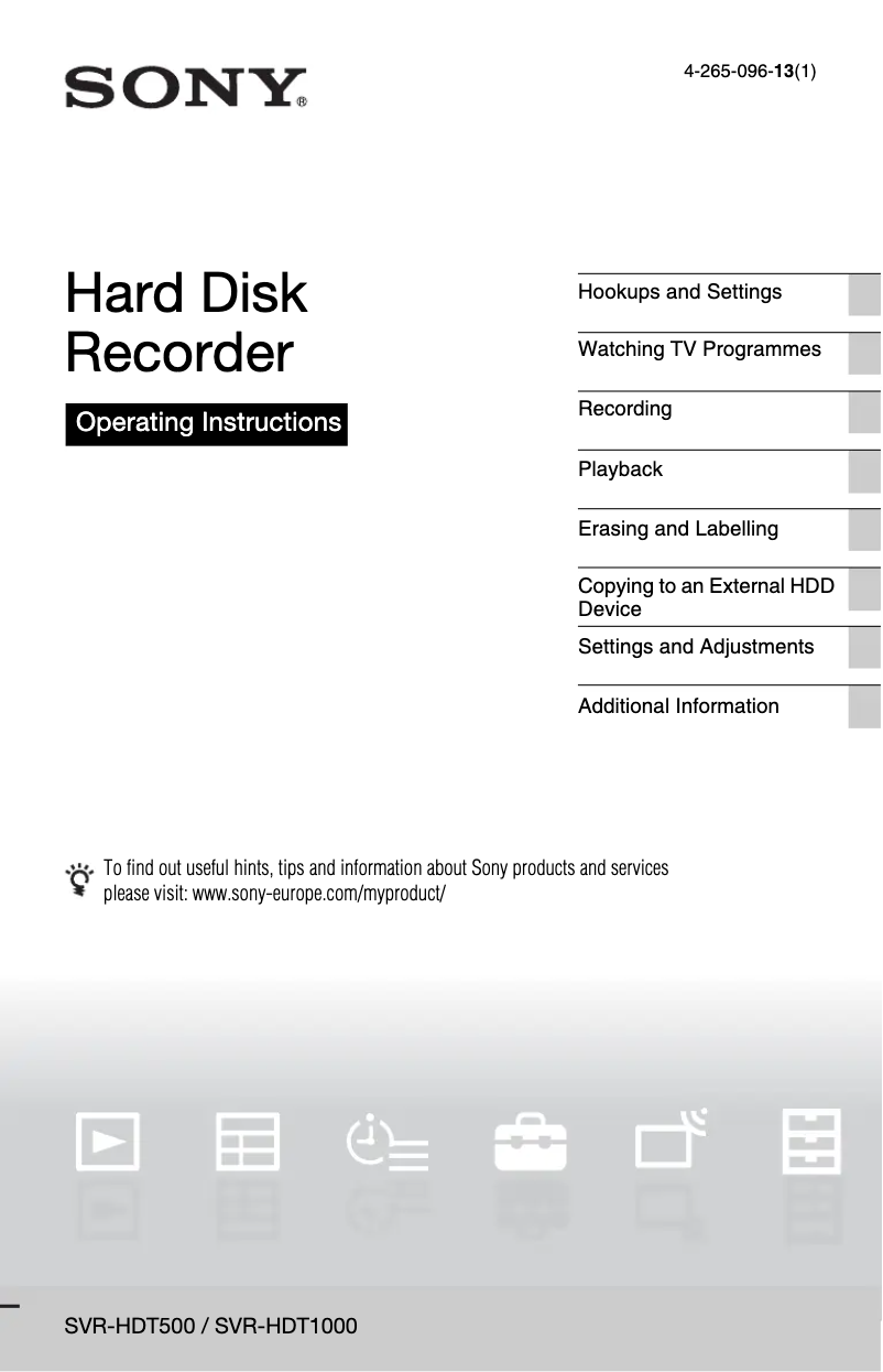 Page 1 of the manual User Manual Sony SVR-HDT1000