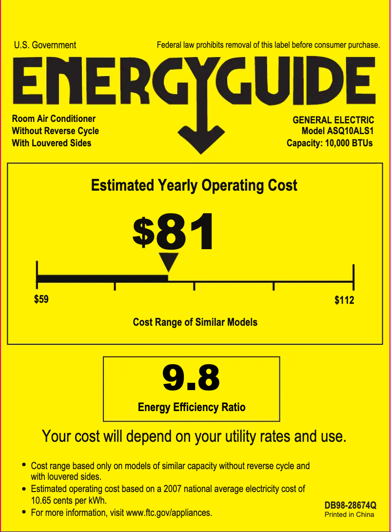 First page image of the manual for ASQ10AL
