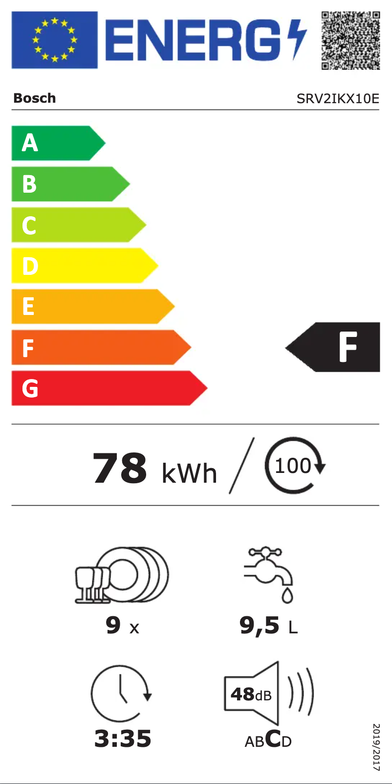 Page 1 of the manual Energy Label Bosch SRV2IKX10E