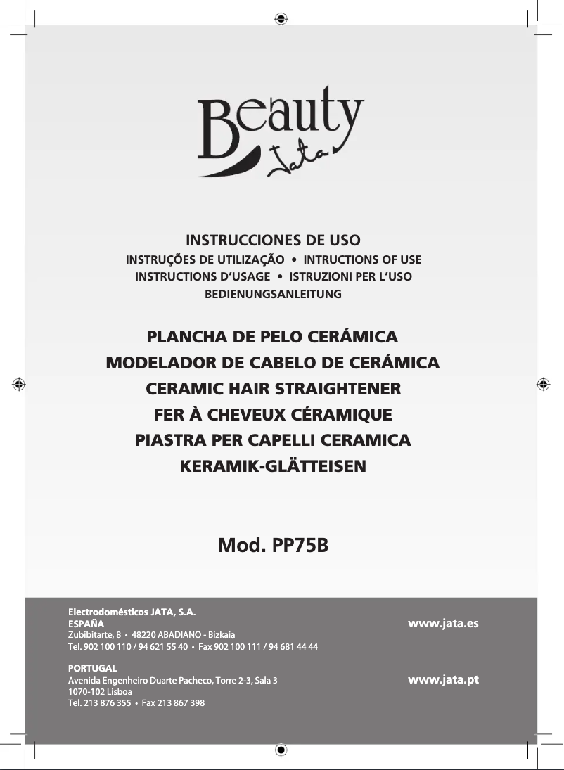 First page image of the manual for PP75B