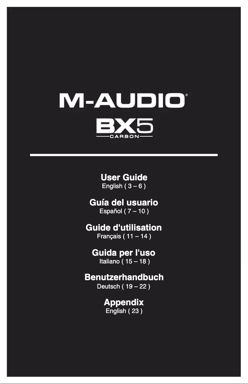 Page 1 of the manual User Manual M-Audio BX5 Carbon