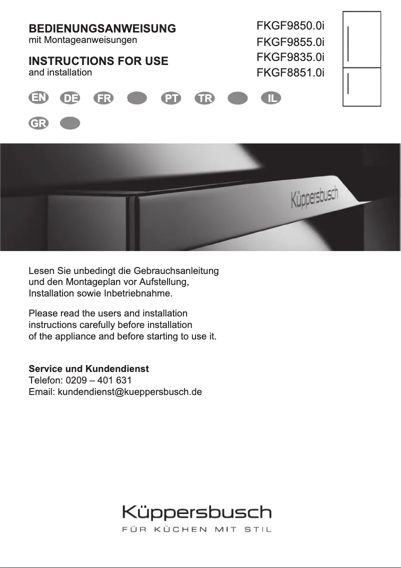 Page 1 de la notice Manuel utilisateur Küppersbusch FKGF9855.0i