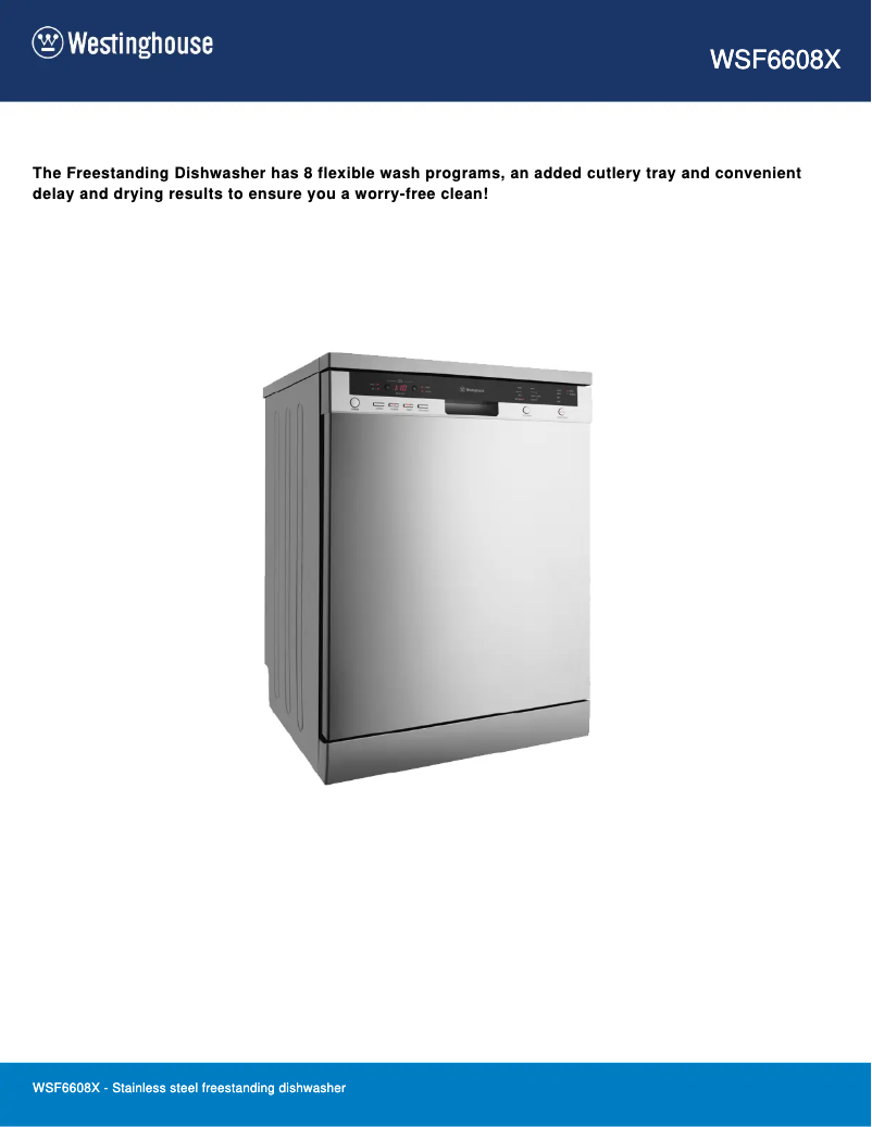 Page 1 de la notice Fiche technique Westinghouse WSF6608X