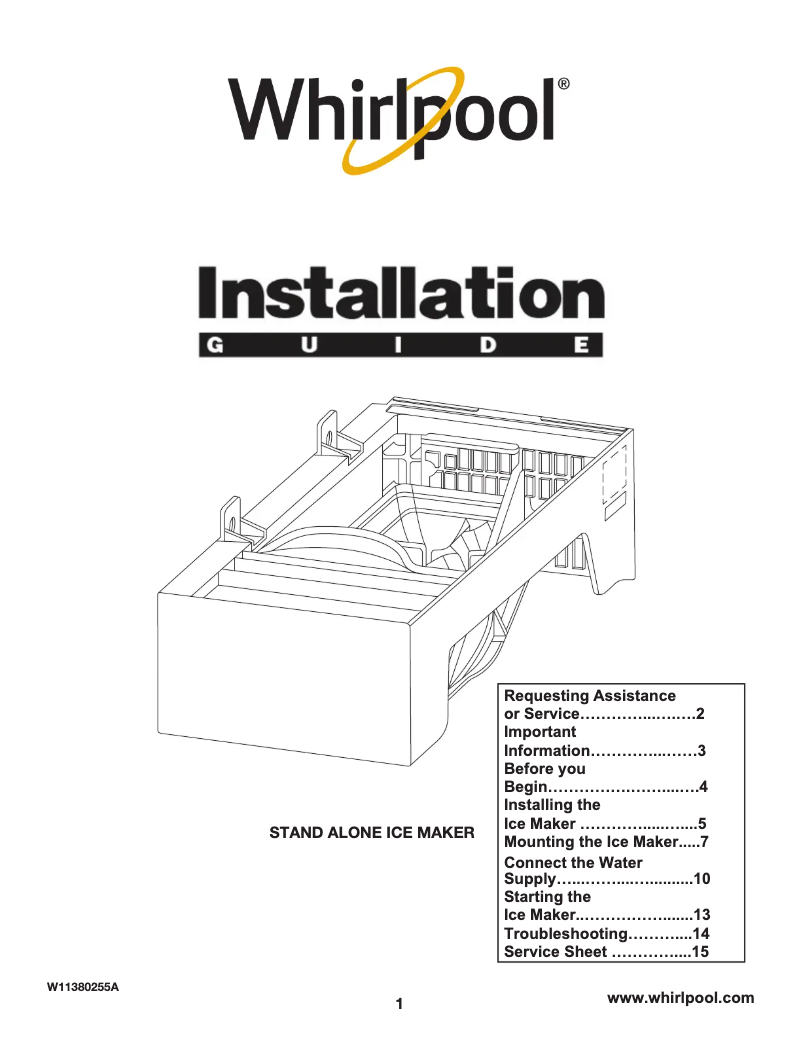 Image de la première page du manuel de l'appareil W10505928RP
