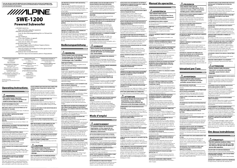 First page image of the manual for SWE-1200