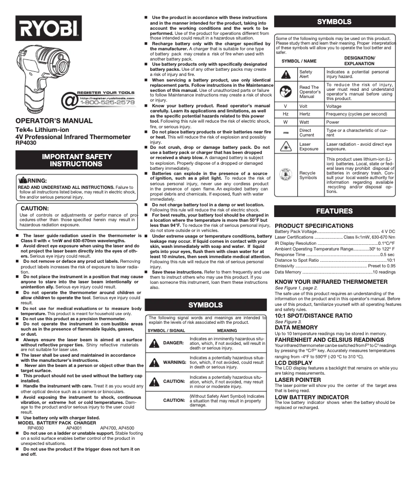 First page image of the manual for RP4030