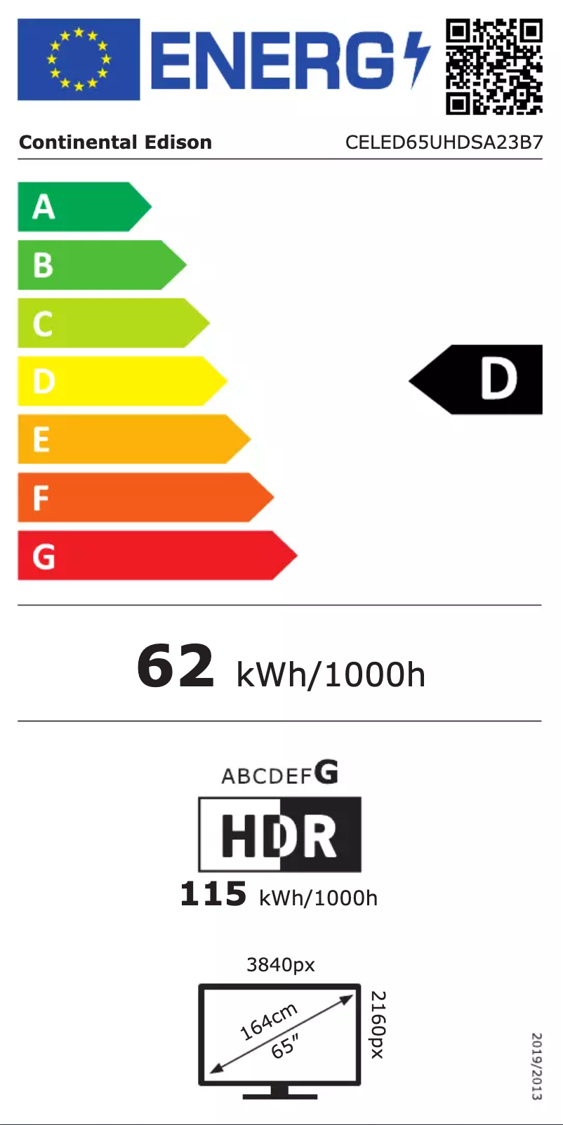 Page 1 of the manual User Manual Continental Edison CELED65UHDSA23B7