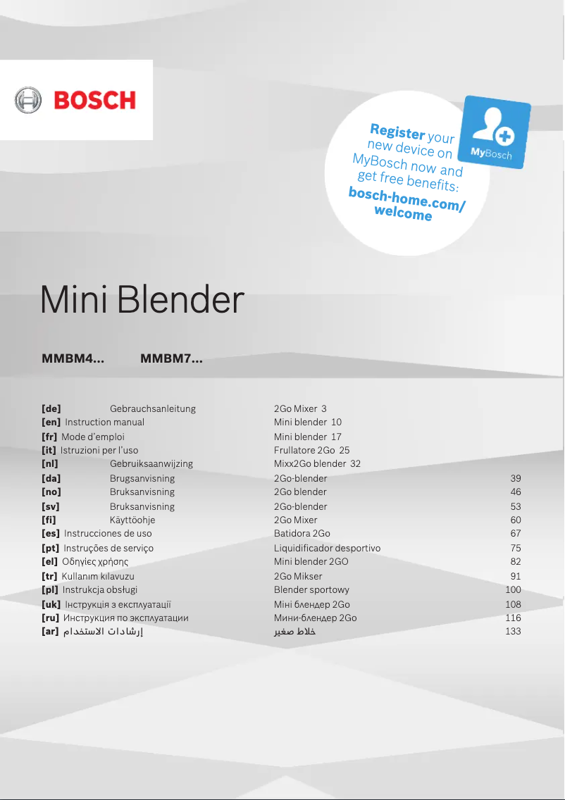 Page 1 of the manual User Manual Bosch VitaStyle MMBM7G2M
