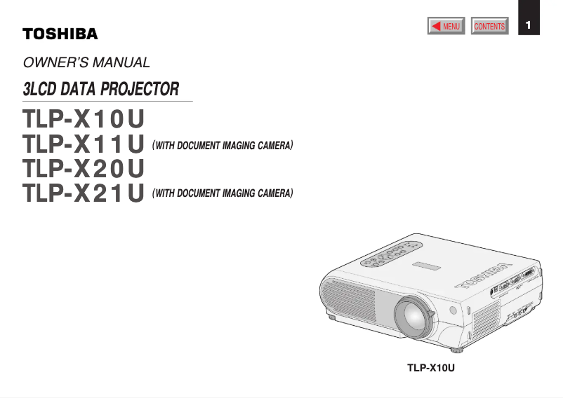 First page image of the manual for TLP-X20U