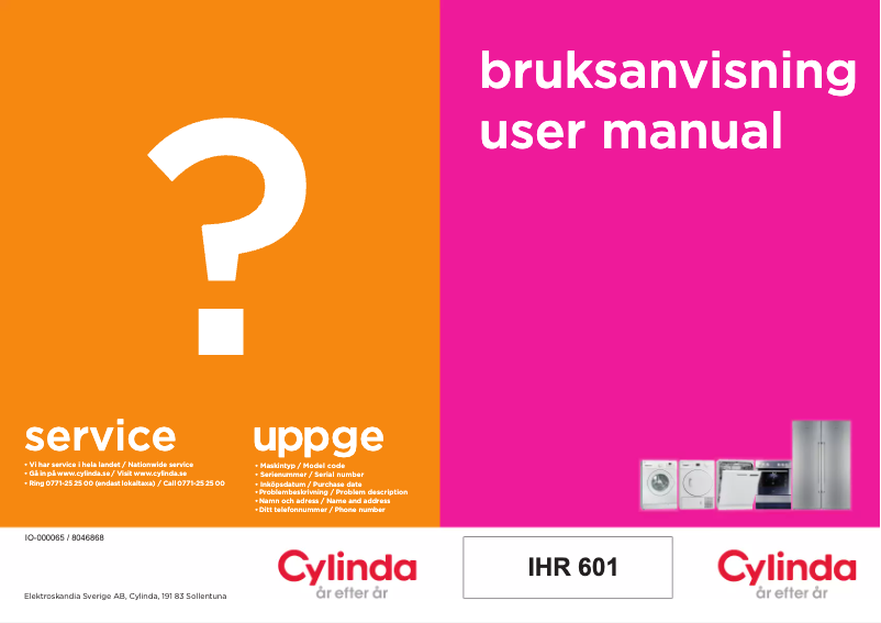 Page 1 of the manual User Manual Cylinda IHR 601