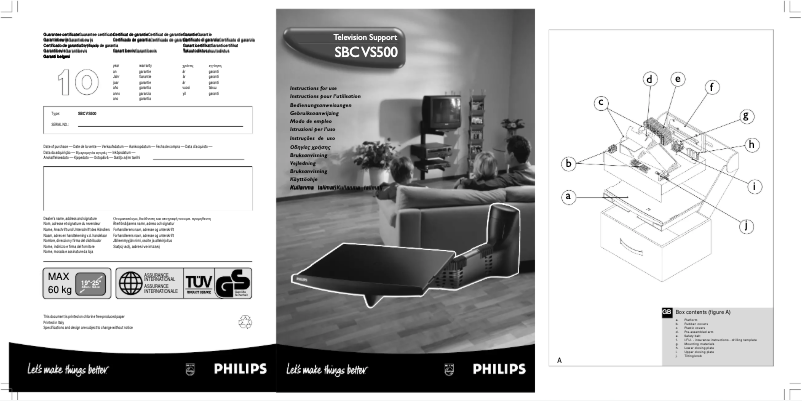 Page 1 of the manual Technical Sheet Philips SBCVS500