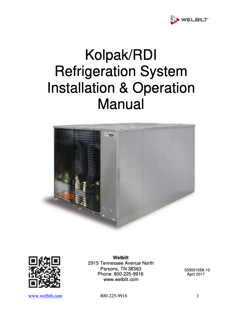 First page image of the manual for Polar Pak PX6-086-CT