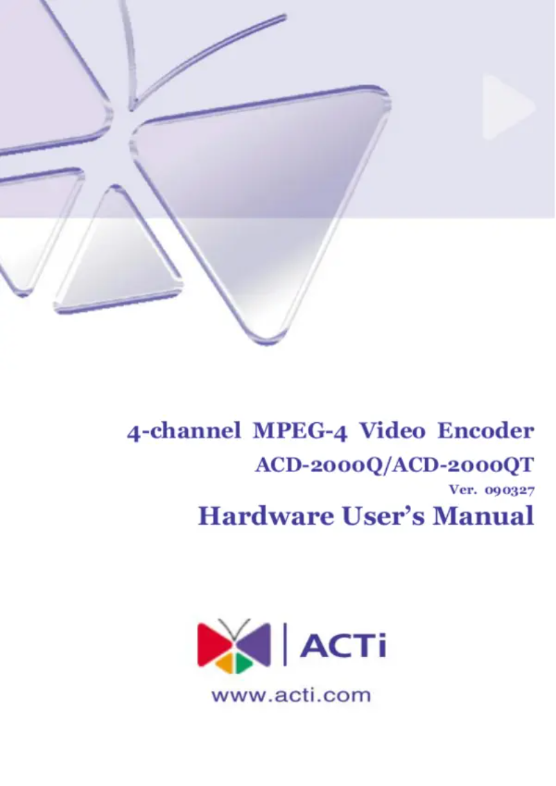 Page 1 of the manual User Manual ACTi ACD-2000QT