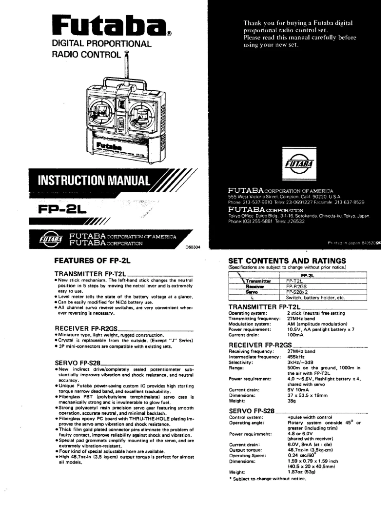 Page 1 of the manual User Manual Futaba FP2L