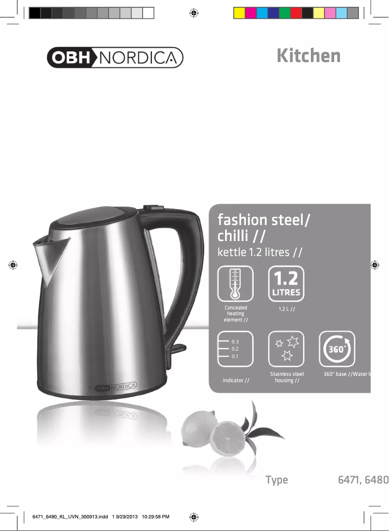 Page 1 of the manual User Manual OBH Nordica Fashion 6480