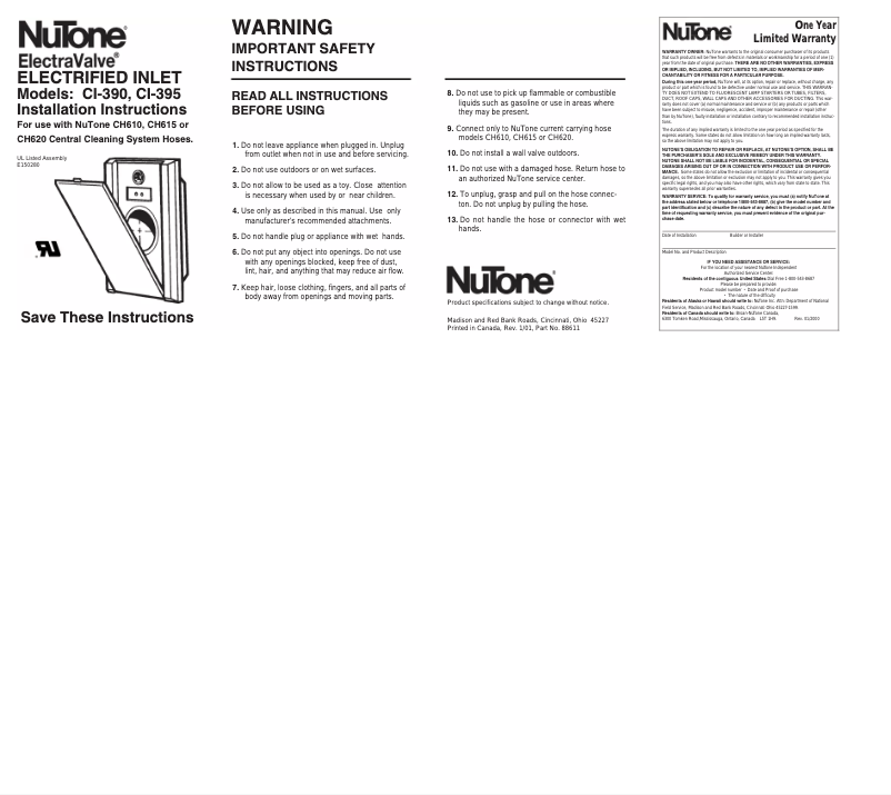 First page image of the manual for CI390V