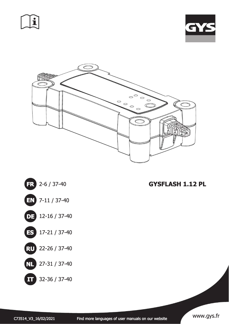 Page 1 of the manual User Manual GYS Gysflash 1.12 PL