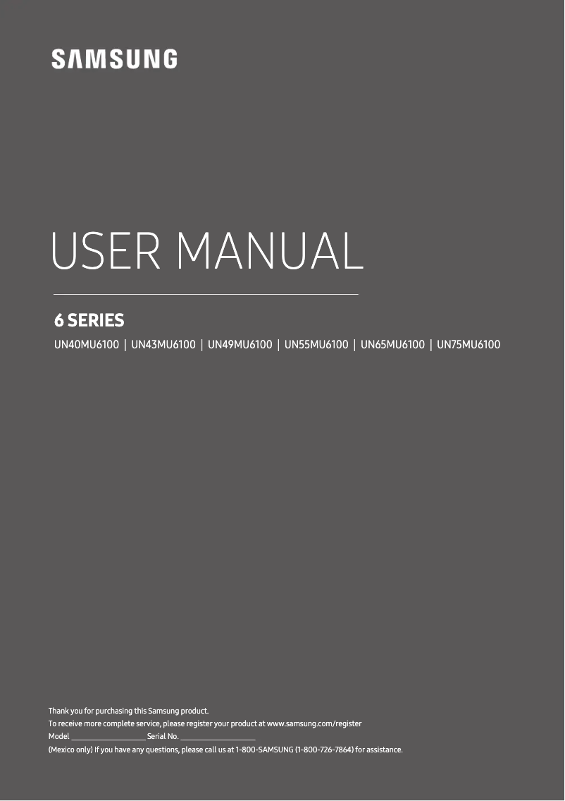 Page 1 of the manual User Manual Samsung UN65MU6100