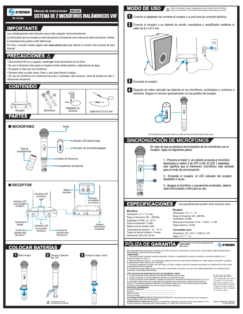 First page image of the manual for WR-055