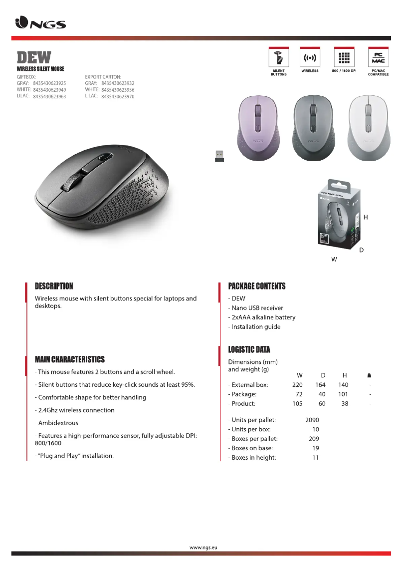 First page image of the manual for DEW