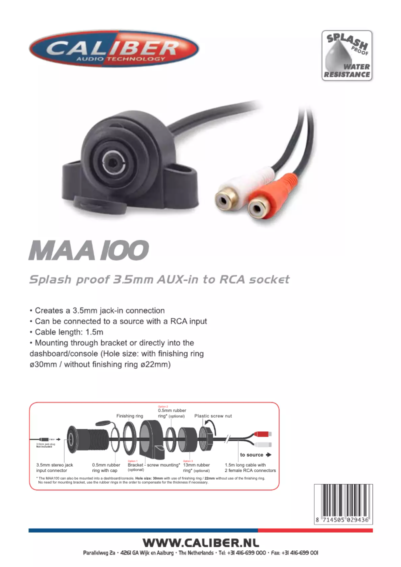 First page image of the manual for MAA 100