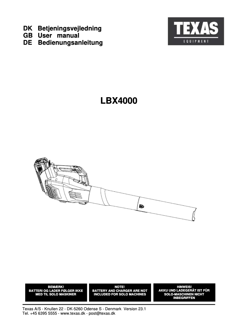 First page image of the manual for LBX4000