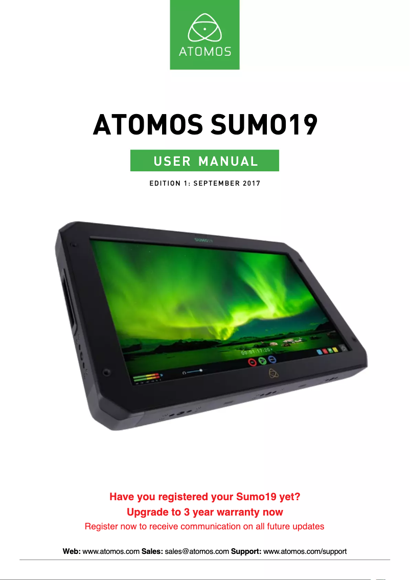 Page 1 of the manual User Manual Atomos Sumo19