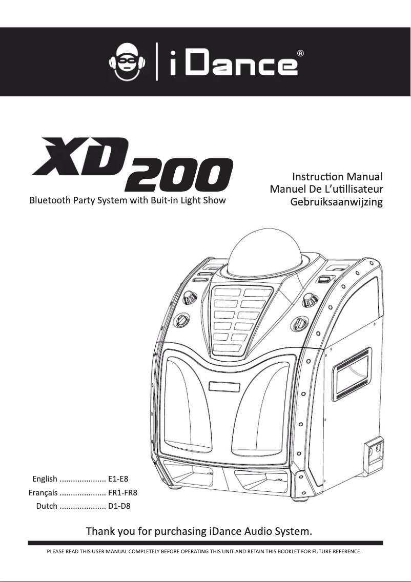 First page image of the manual for Party Speaker XD200